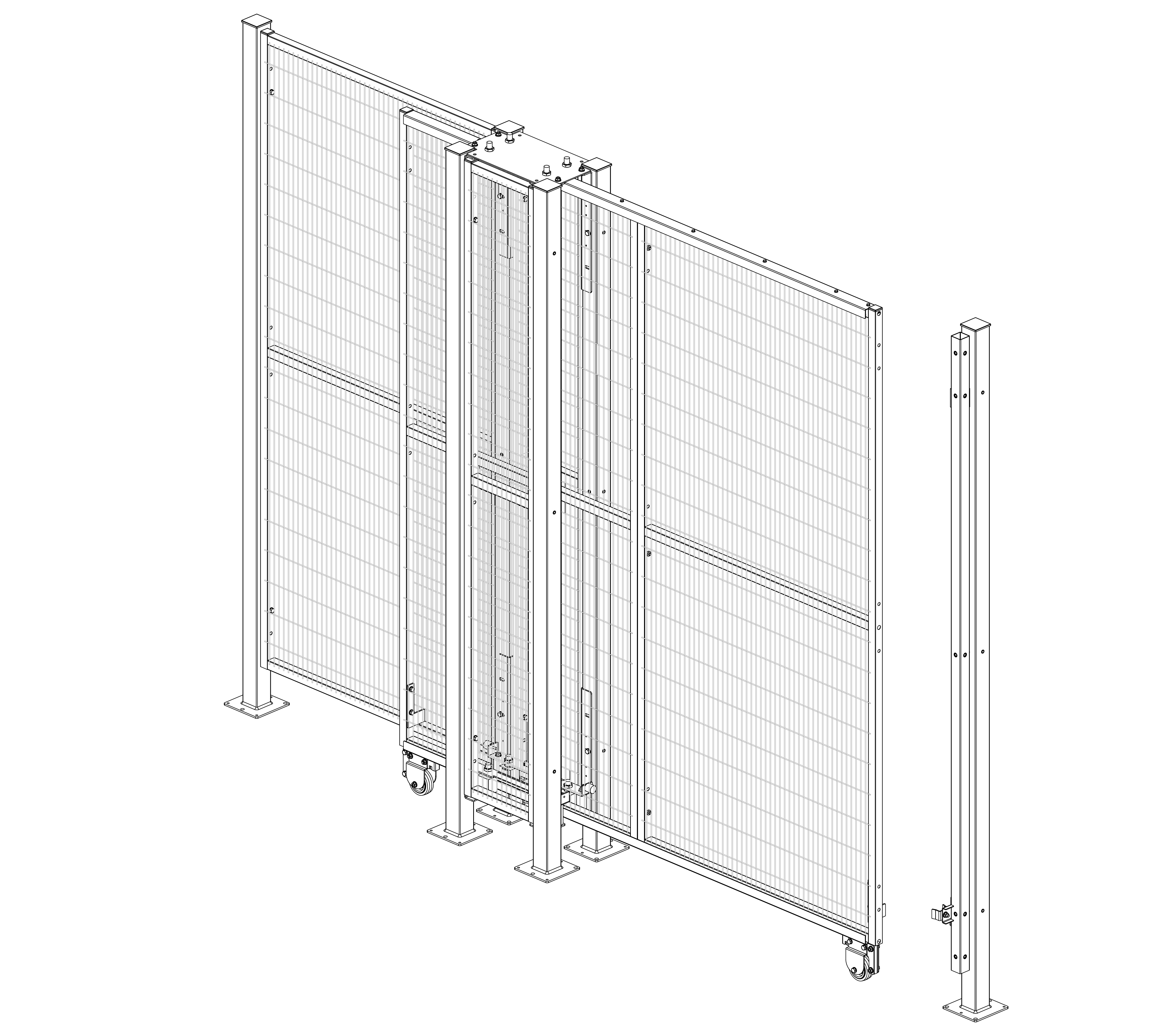 Technical Drawing of Standard Open Passage 3.0 Sliding Door for Perimeter Safety Guards