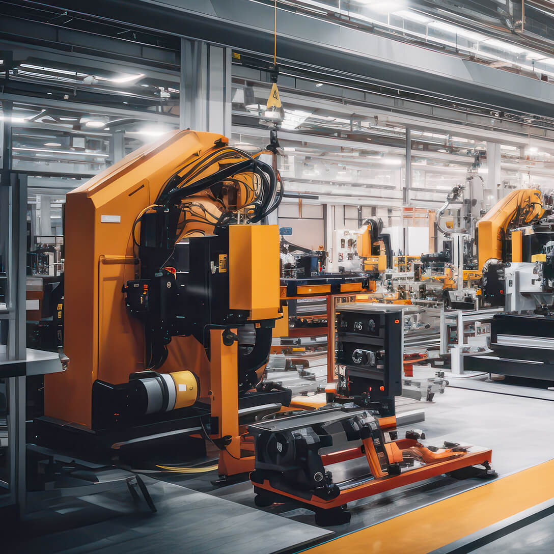 Foto di nuovi macchinari all'interno di uno stabilimento produttivo