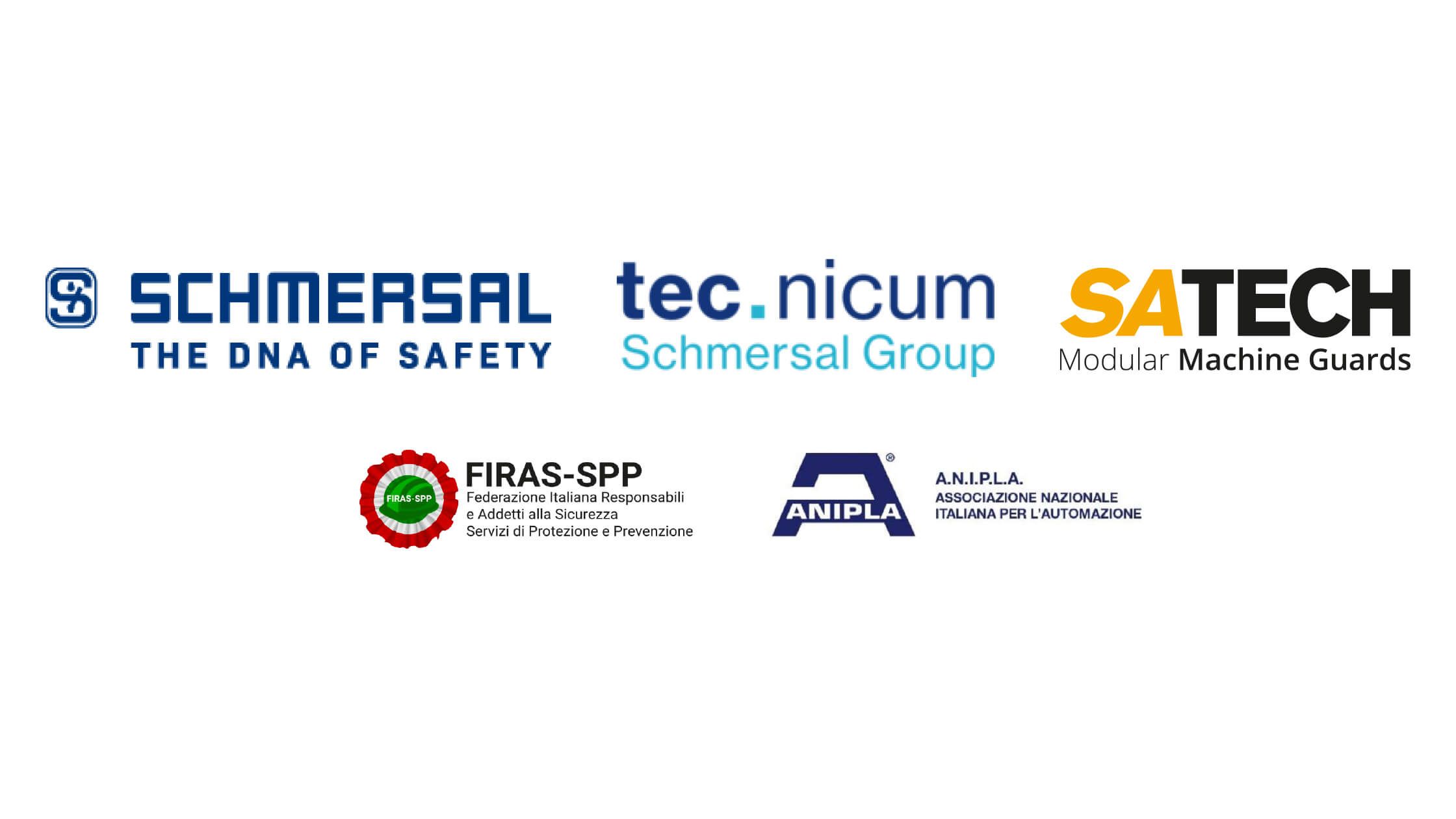Formazione Sicurezza Macchine nelle aree produttive: loghi di sponsor e organizzatori dell'evento