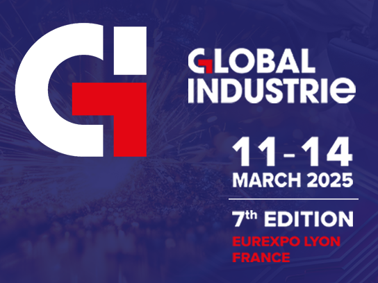 Banner della fiera Global Industrie 2025 (Lione, Francia)