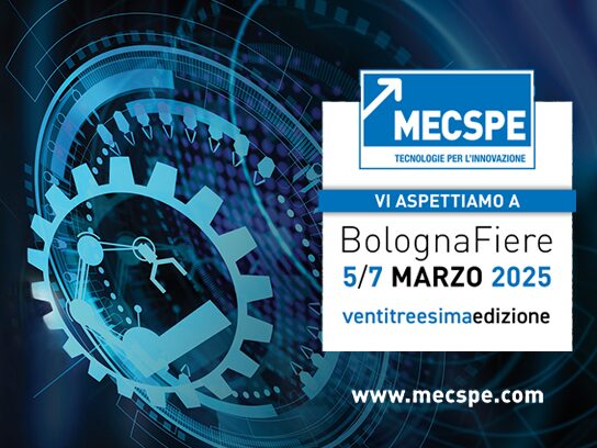 Banner della fiera MECSPE 2025 (Bologna, Italia)